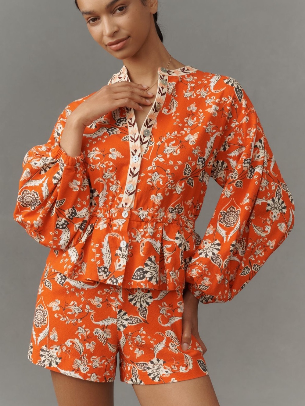 Anthropologie farm rio  M Red Floral romper NWT